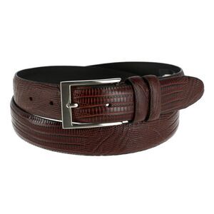 Toneka Men's Leather Embossed Lizard Print Belt